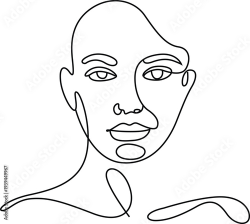 Minimalist woman face profile with thoughtful expression vector illustration