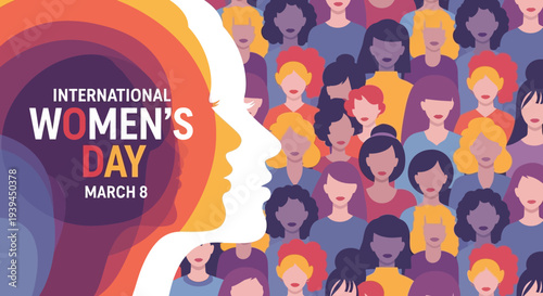 International Women's Day March 8th Celebration with Diverse Group of Women