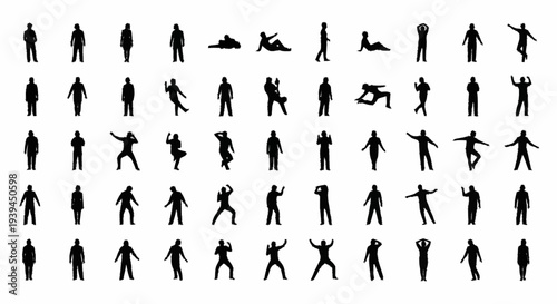 Collection of Silhouettes of People Exercising.