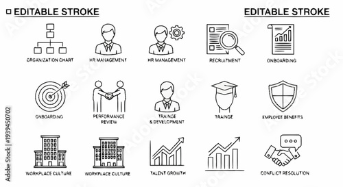 Collection of Simple Business Icons Set.