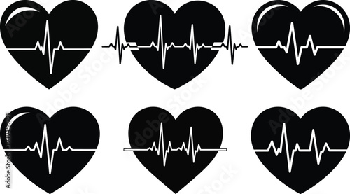 Heartbeat EKG Pulse Icon Set