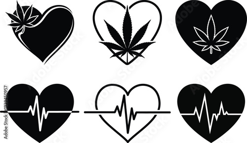Medical heart health icon set