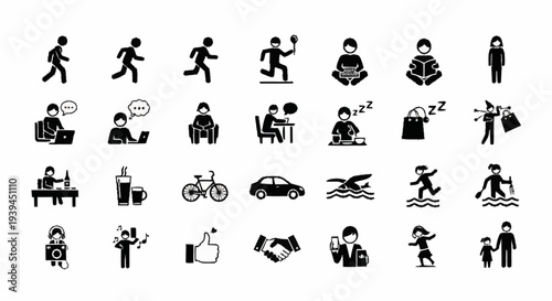 Collection of Simple Human Activity Icons.