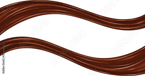 A close-up view of smooth, dark brown chocolate waves on a white background