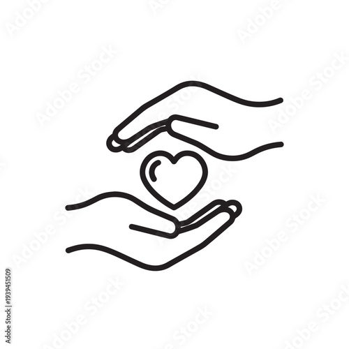 Hands Protecting Small Heart Icon