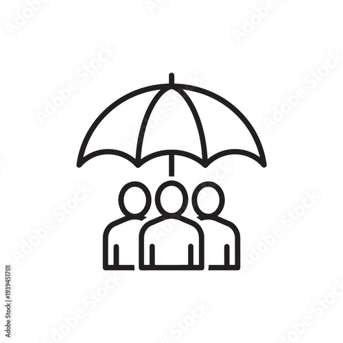 Insurance Protection Icon People Under Umbrella Vector Art