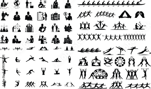 Location Map Typography Silhouette Icon Pack