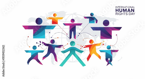 Colorful Paper Cutout People Holding Hands Together.