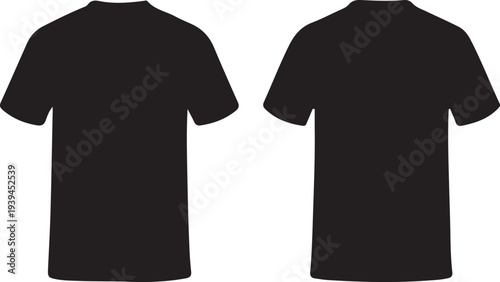A front view vector illustration of a blank black cotton t-shirt template for casual fashion clothing design