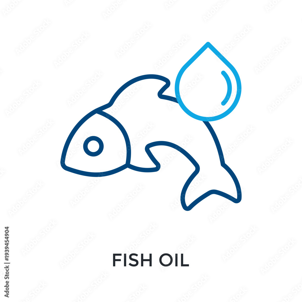 Obraz premium Fish Oil Icon Outline Color Style. Vector Illustration For Graphic Design
