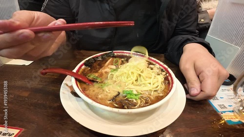 POV Eating Delicious Ramen with Chopsticks