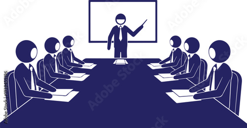 Businessman presenting to colleagues in a modern meeting room setting