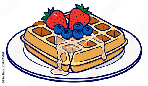 Waffle with berries icon