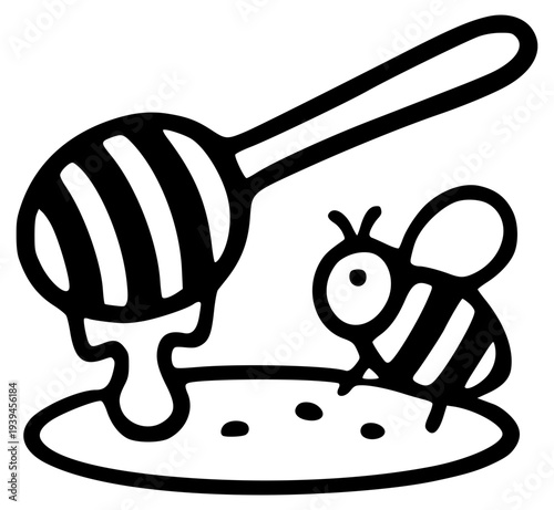 Honey dipper with bee icon