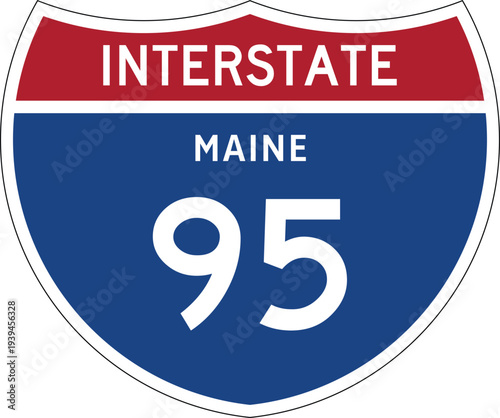 Interstate 95 Maine I-95 US Interstate Highway Route Shield Badge Vector