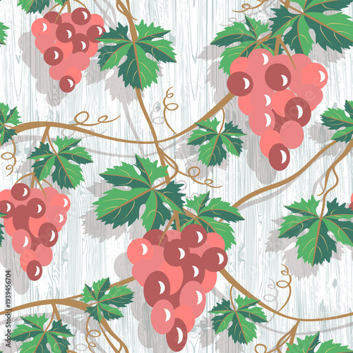 Vector - grape berries with leaves seamless pattern.