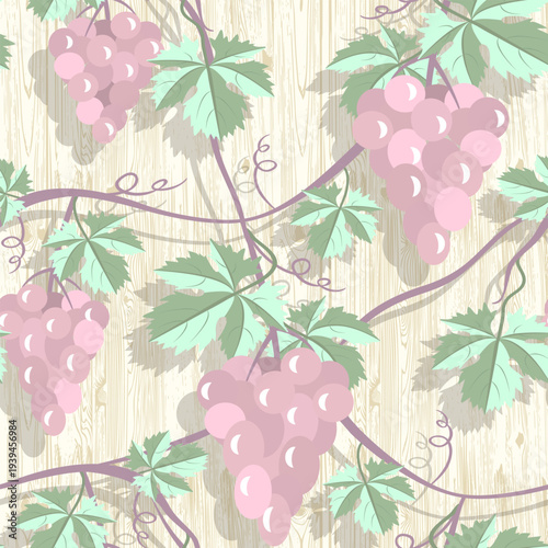 Vector - grape berries with leaves seamless pattern.