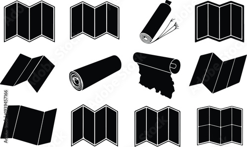 Map Collection Silhouette Icon Set