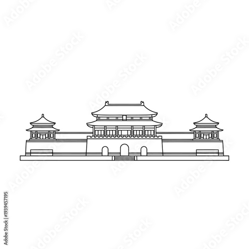 Forbidden City Palace Beijing China Landmark Vector Icon