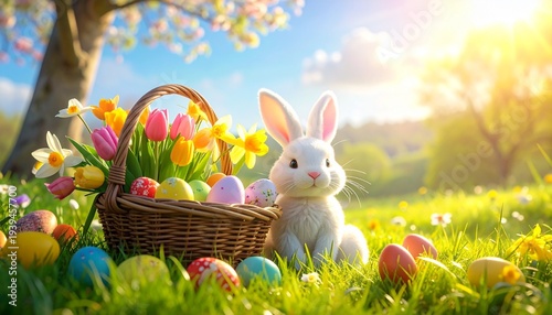 easter bunny and easter eggs