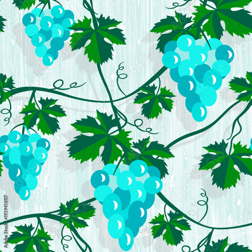 Vector - grape berries with leaves seamless pattern.