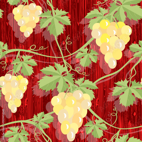 Vector - grape berries with leaves seamless pattern.