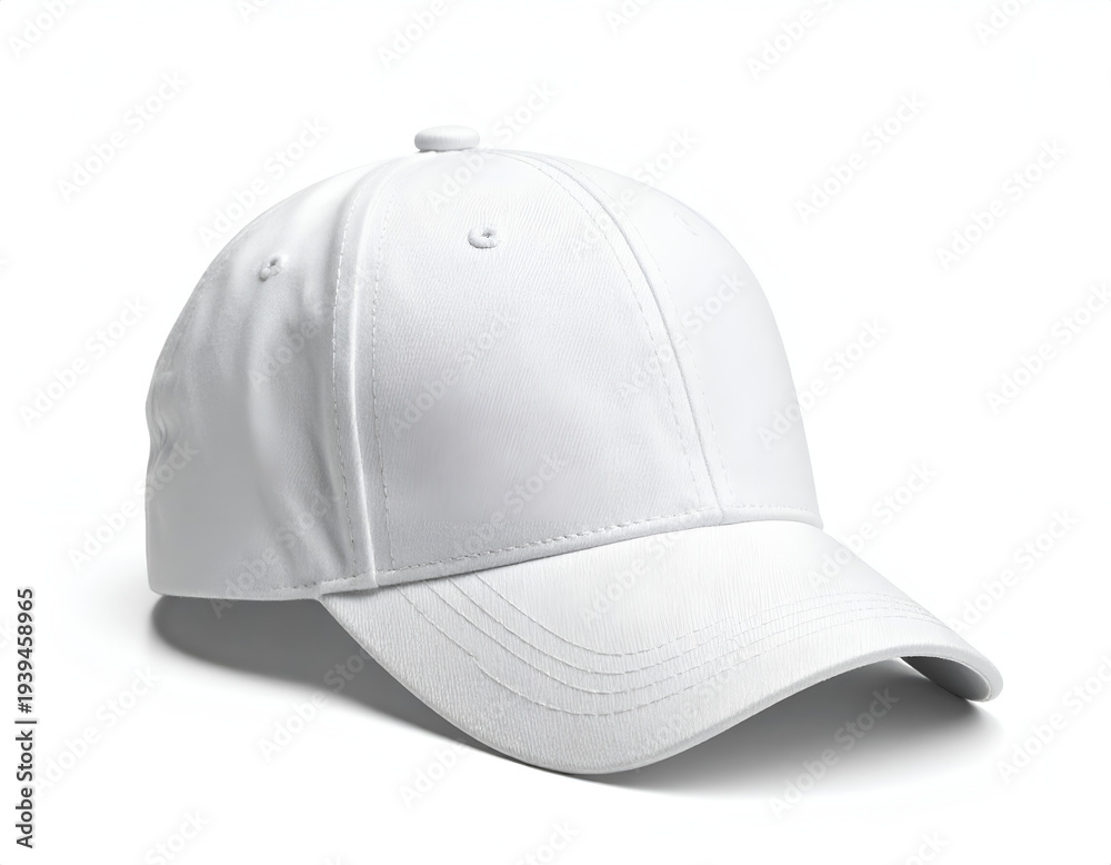 Fototapeta premium Plain white baseball cap on a white background