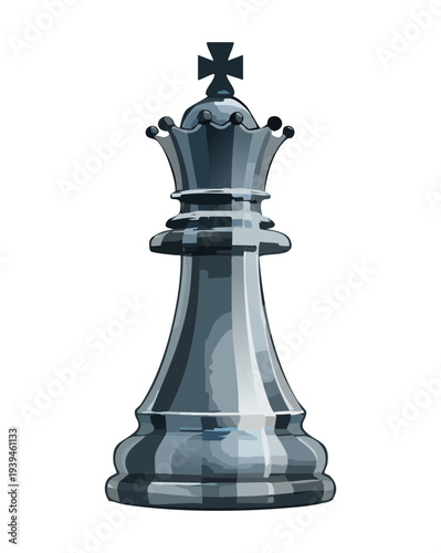 Polished Silver King Chess Piece Character for Business Strategy Concept and Mental Competition Excellence and Success Illustration
