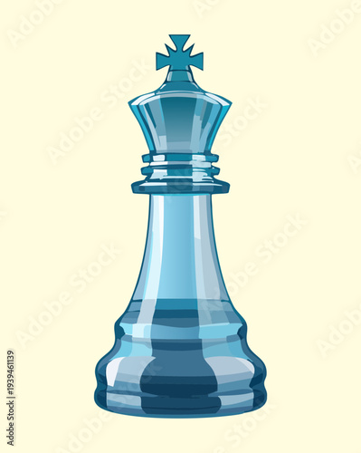 Artistic Blue King Chess Piece Design for Creative Strategic Concepts and Mental Sports Tournament Promotion Illustration