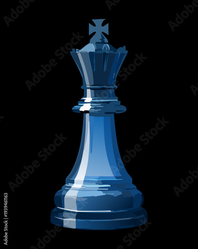 Dark Blue Metallic King Chess Piece for Executive Strategy Leadership and Professional Competition Winning Tactics Illustration