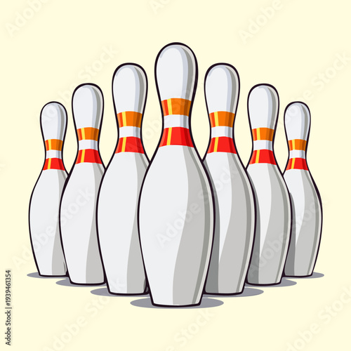 Bowling Pins Arrangement for Competitive Sports Game and Leisure Activity Success Concepts Illustration