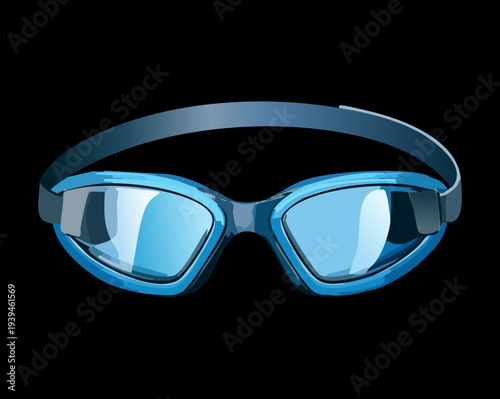 Blue Swimming Goggles For Professional Aquatic Sports Training Pool Exercise And Summer Water Activities In Modern Athletic Design Graphic Illustration