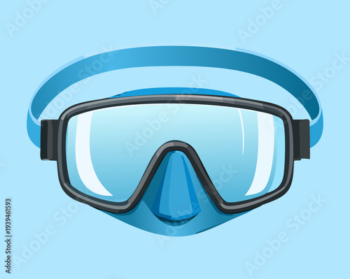 Professional Blue Swimming Goggles For Athletic Training Aquatic Sports And Summer Pool Activities With Comfortable Silicone Strap Design Illustration