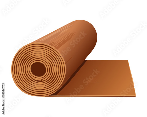 Light Brown Fitness Mat For Yoga Pilates Home Workout Training And Professional Athlete Health Equipment Design Graphic Vector Illustration