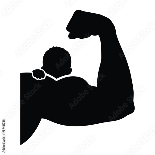 Strong man flexing muscular arm in confident pose