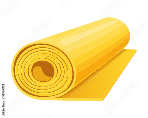 Golden Yellow Yoga Mat For Fitness Training Home Workout Exercise And Professional Athlete Wellness Equipment Design Graphic Vector Illustration