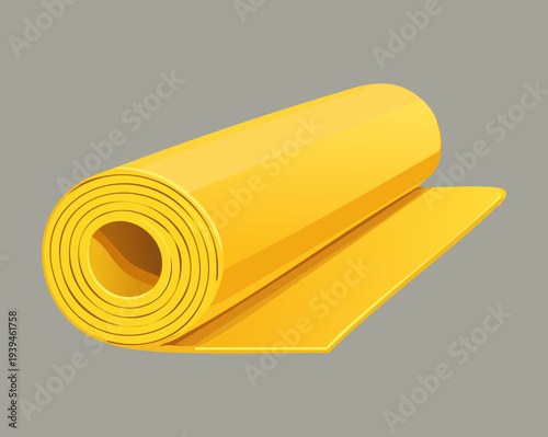 Bright Yellow Fitness Mat For Yoga Pilates Home Workout Training And Professional Athlete Health Equipment Design Graphic Vector Illustration