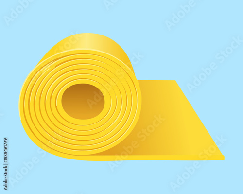 Sunny Yellow Fitness Mat For Yoga Pilates Training Home Workout And Professional Athlete Wellness Equipment Design In Graphic Vector Illustration