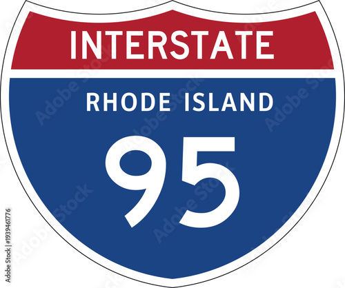 Interstate 95 Rhode Island I-95 US Interstate Highway Route Shield Badge Vector