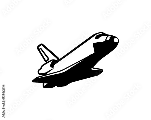 Vector space shuttle icon, black and white illustration