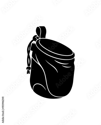 Vector illustration of a black drawstring pouch