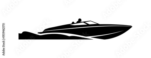 Vector speedboat icon, black silhouette
