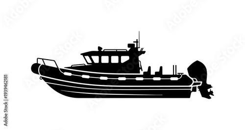 Vector silhouette of a fishing boat