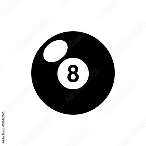 Vector illustration of a black and white pool billiard ball number 8