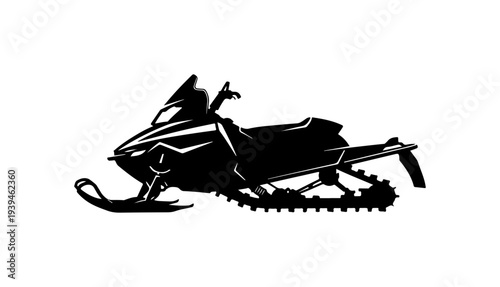 Black silhouette snowmobile vector icon