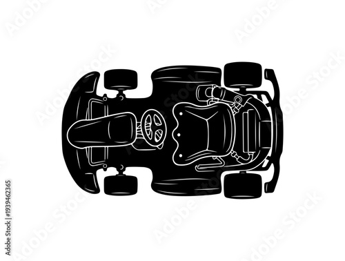 Top-down view of a car interior vector illustration