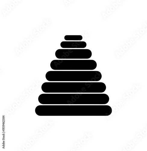 Vector pyramid icon, black, simple