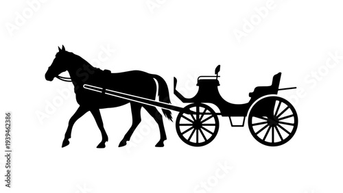 Black silhouette horse drawn carriage vector