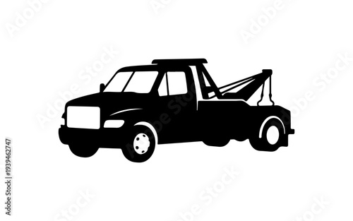 Vector silhouette of a tow truck