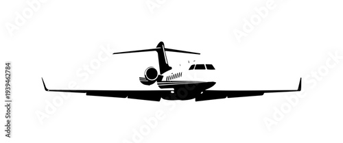 Vector airplane icon, black and white illustration